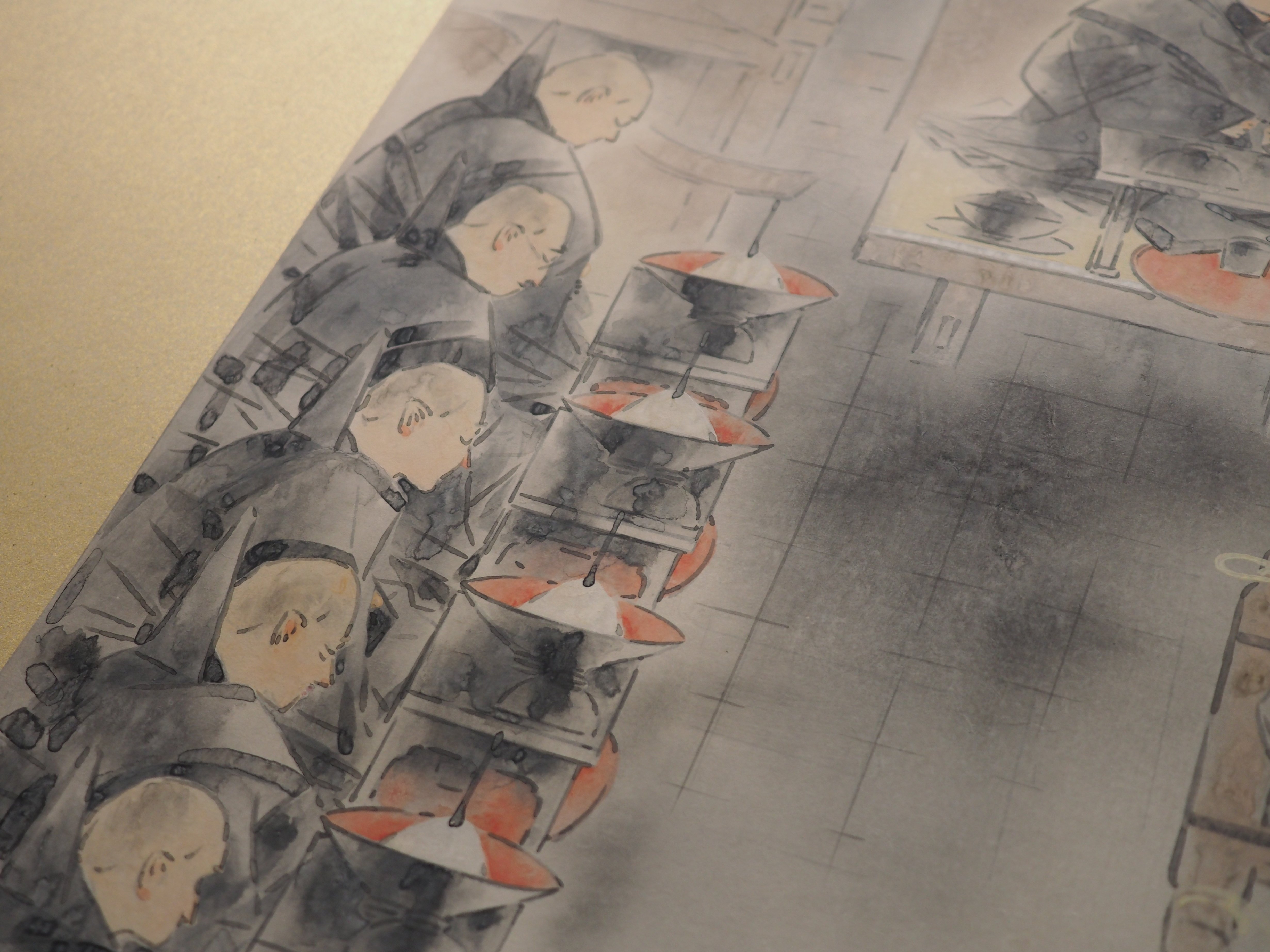 前田青邨が描いた東大寺・二月堂で行われている《お水取》…@東京国立