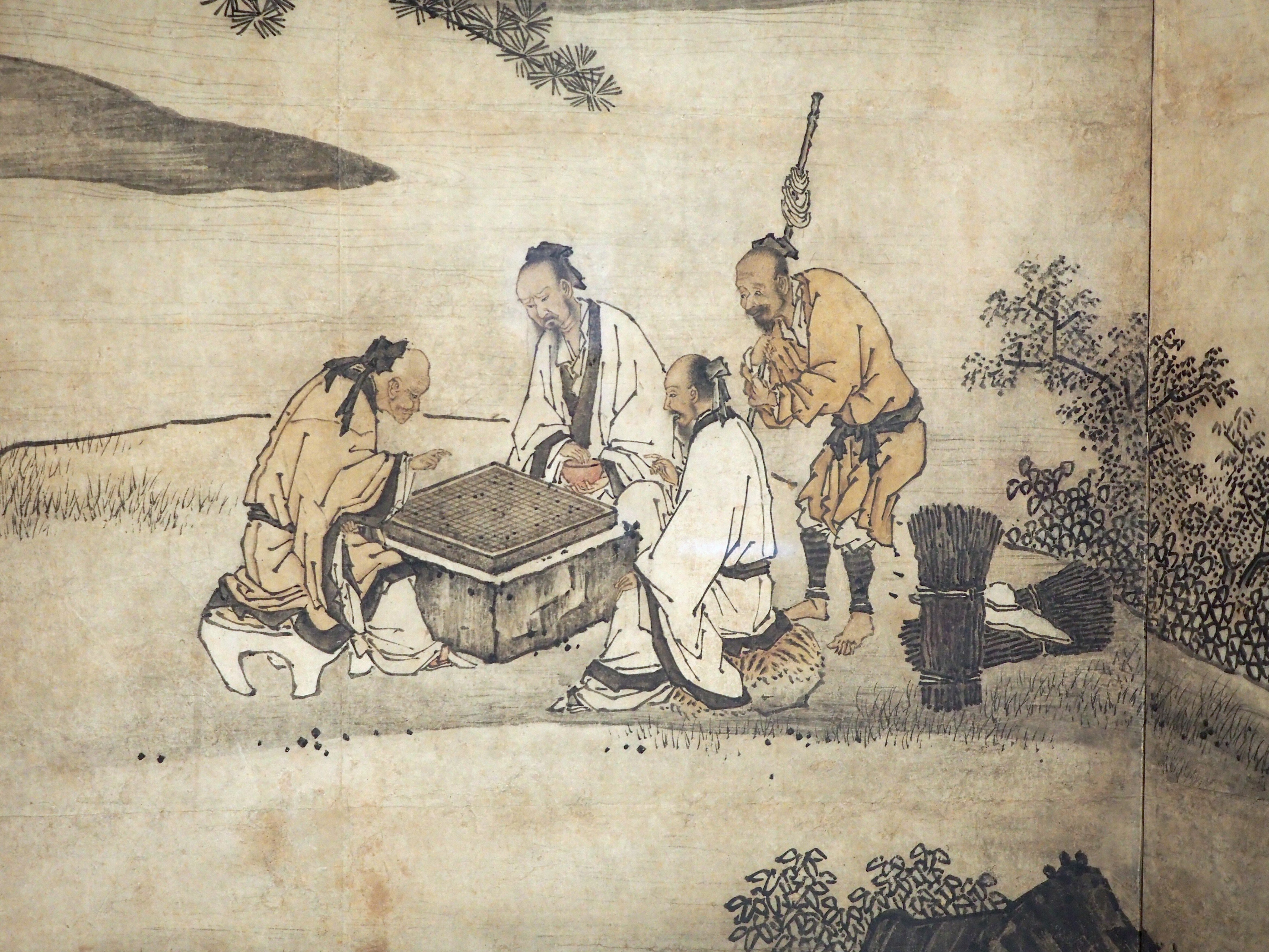 狩野派2代の狩野元信が描いたかもしれない《囲碁観瀑図屏風》 @東京