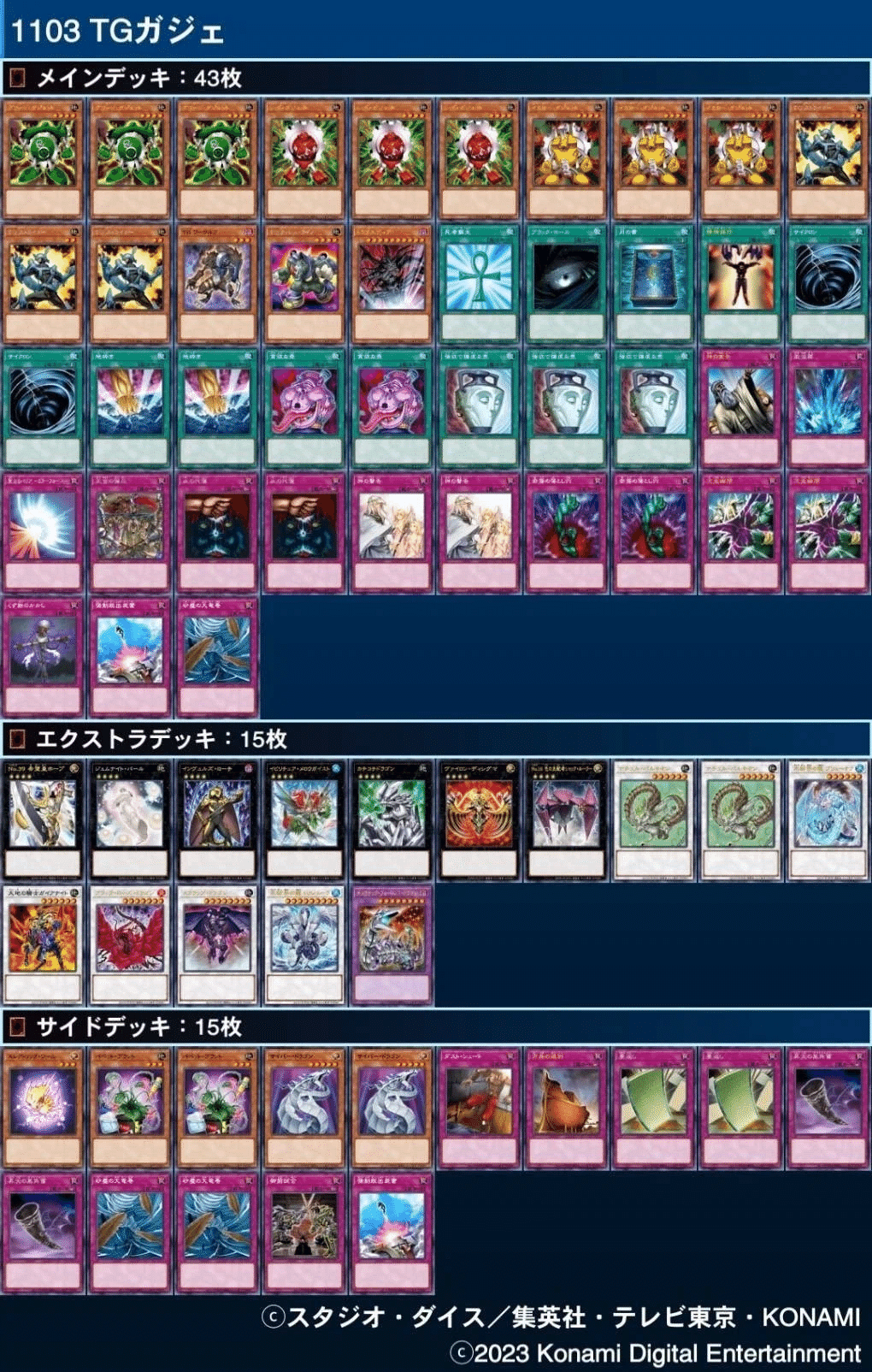 寒波亭 資料室 デッキレシピ(TGガジェット)｜寒波亭ゲートボール