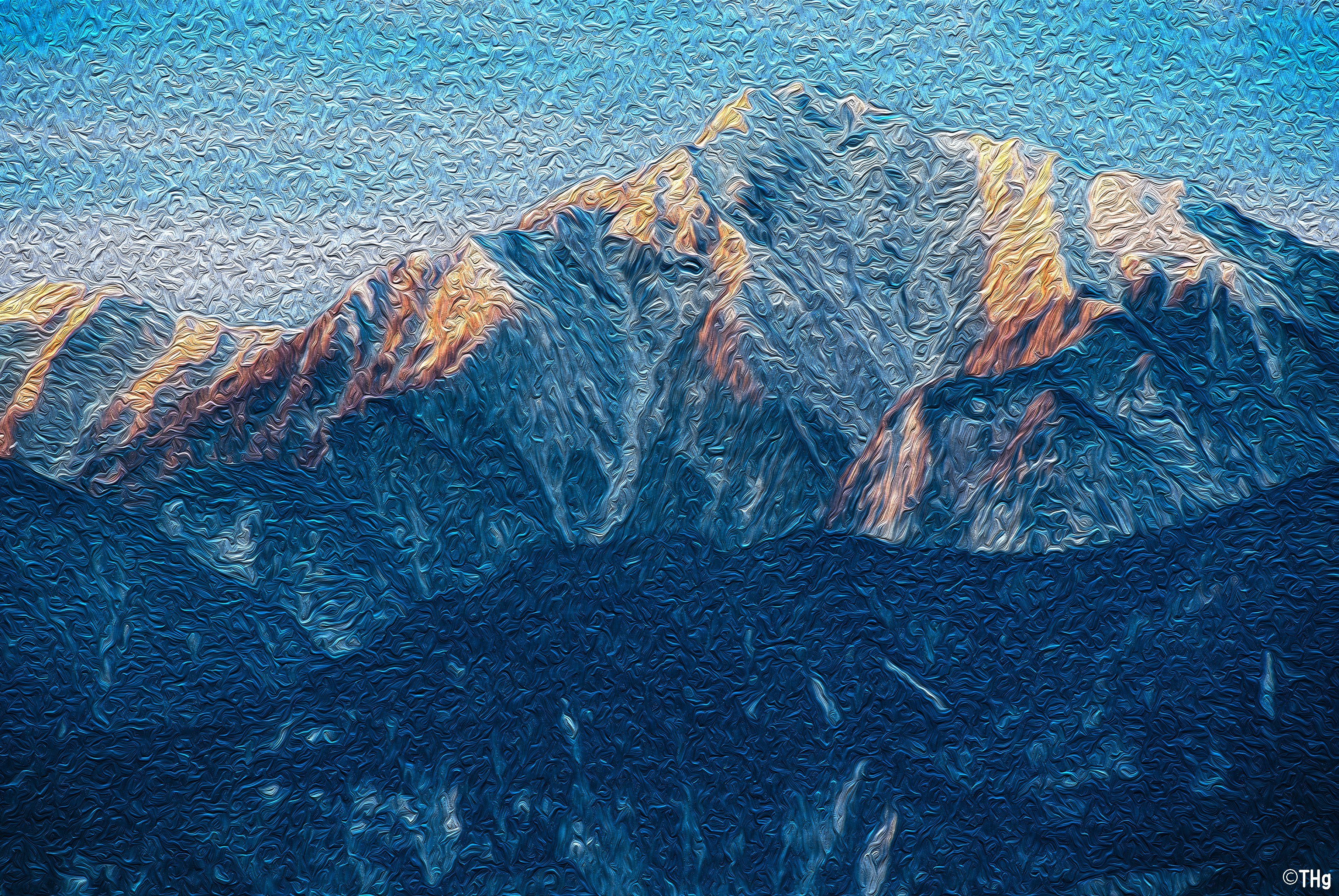 冬の甲斐駒ヶ岳（絵画風）｜taka