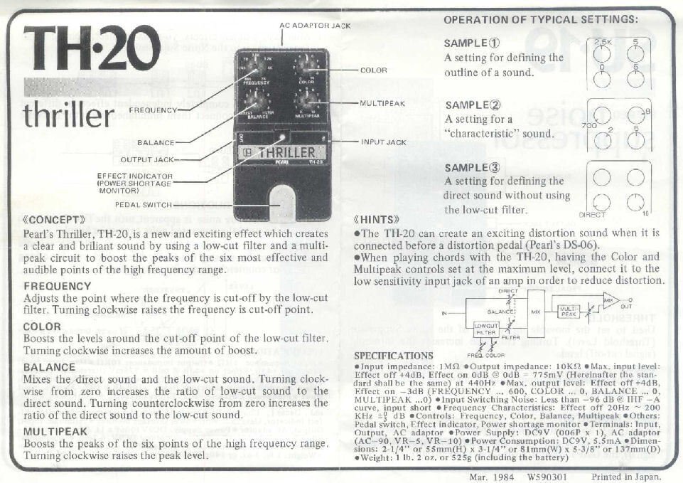 ギターエフェクターのPearl Thriller TH-20を1年使い続けてやっと全て