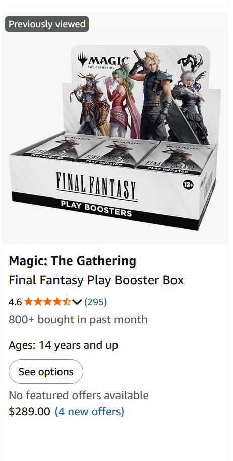 FFの統率者4種が届いて喜んでたら30％オーバーセールがamazon.comで