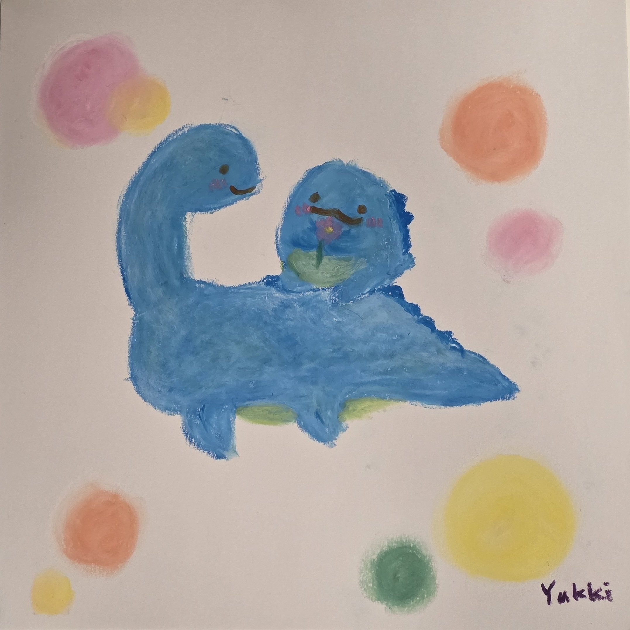 手描きクレヨンアート】│すみっこぐらし│とかげととかげのお母さん