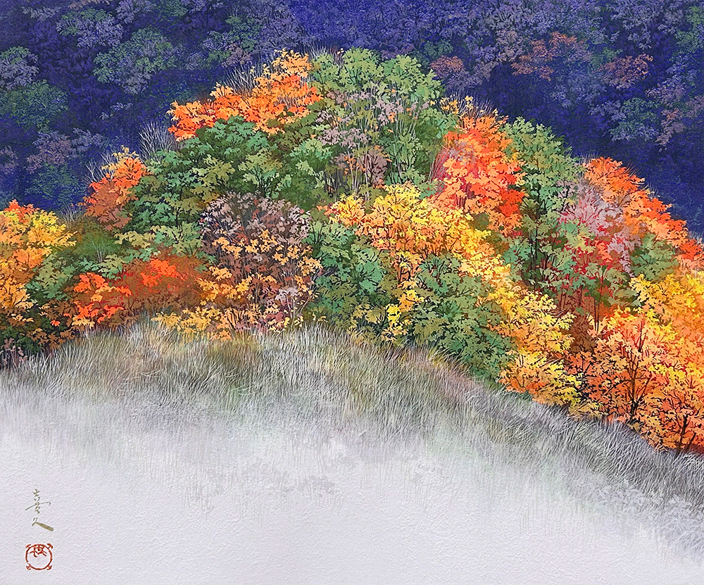 長谷川喜久「錦秋 8F」】——色彩が語る、秋の深まりと静けさ