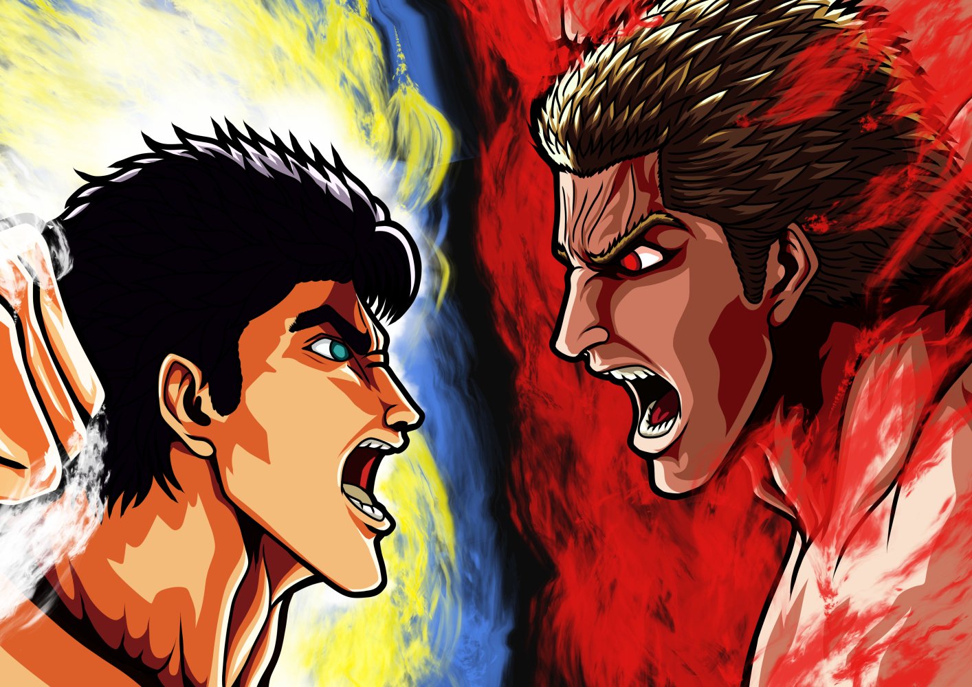 イラスト「ケンシロウvsラオウ（北斗の拳）」｜夏色アサシン