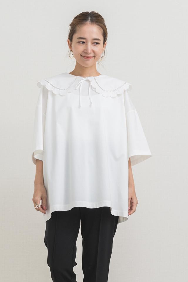 yori(ヨリ)の「スカラップカラーカットソー【2021SP】2月上旬入荷