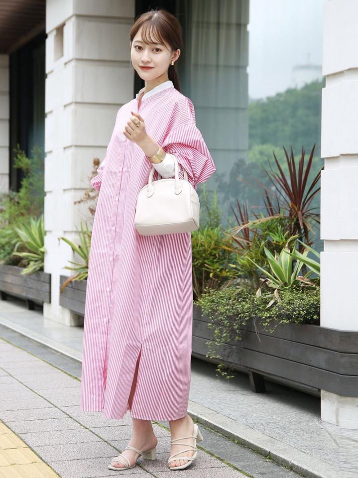 coen(コーエン)の「ボリュームスリーブストライプシャツワンピース