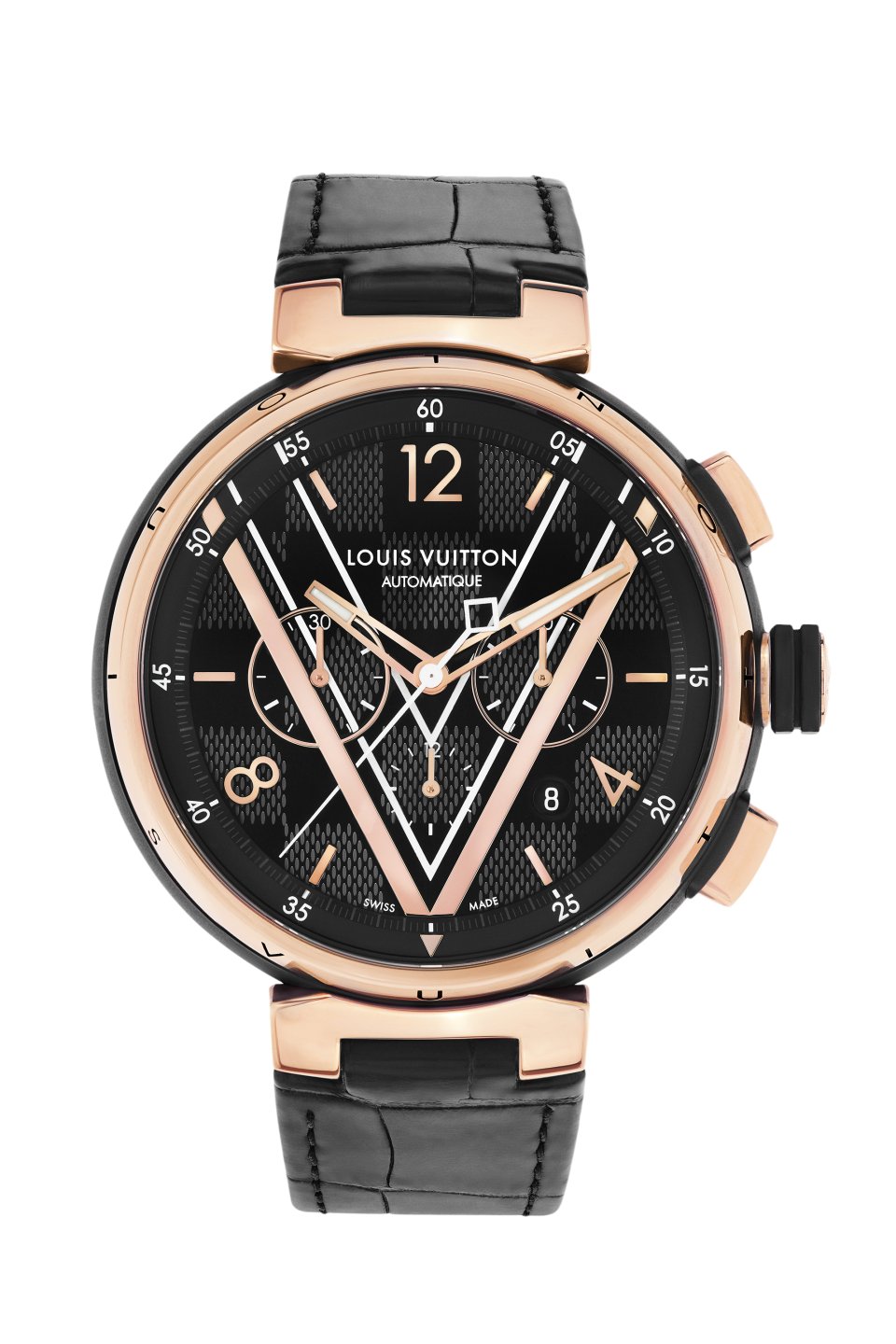 ルイ·ヴィトン「タンブール クロノグラフ ダミエ·グラフィット