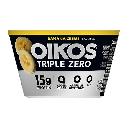 Oikos Triple Zero Banana Creme Flavored Nonfat Yogurt, 5.3 oz