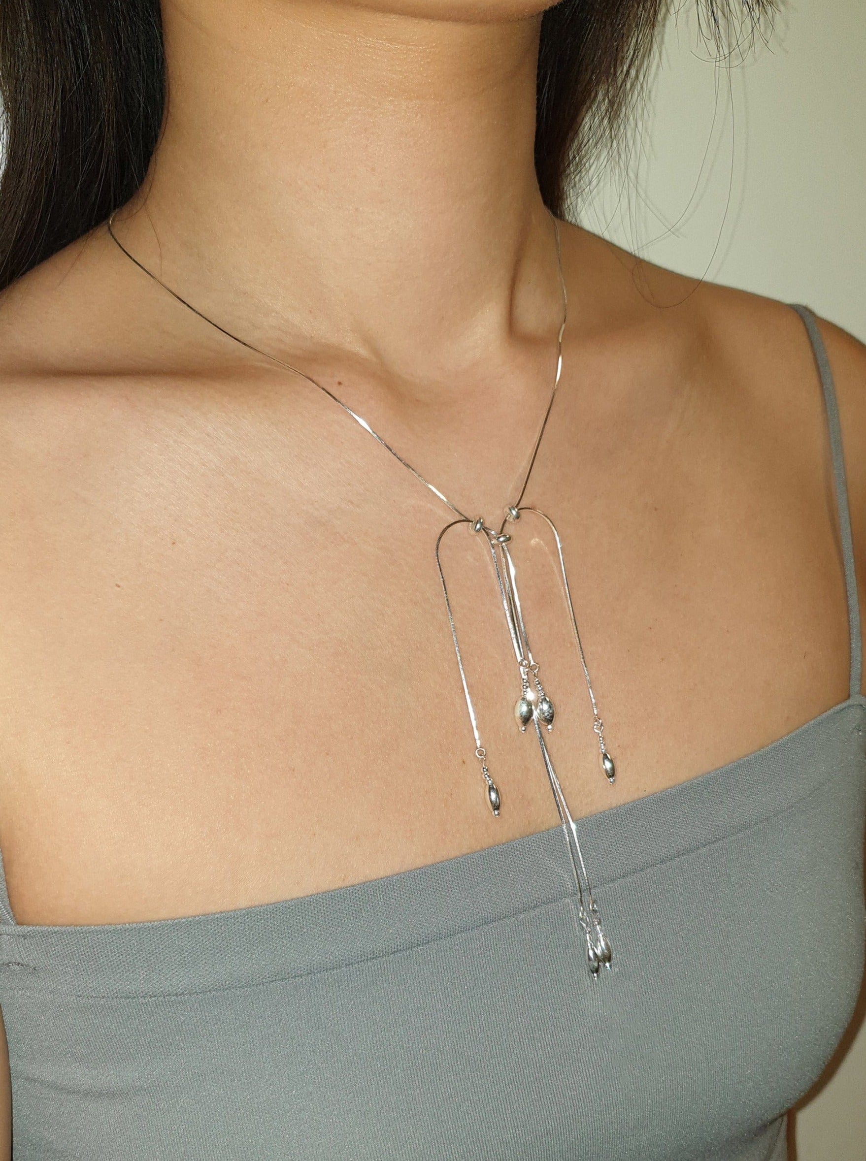 Silver tassel necklace 05 – APOC STORE