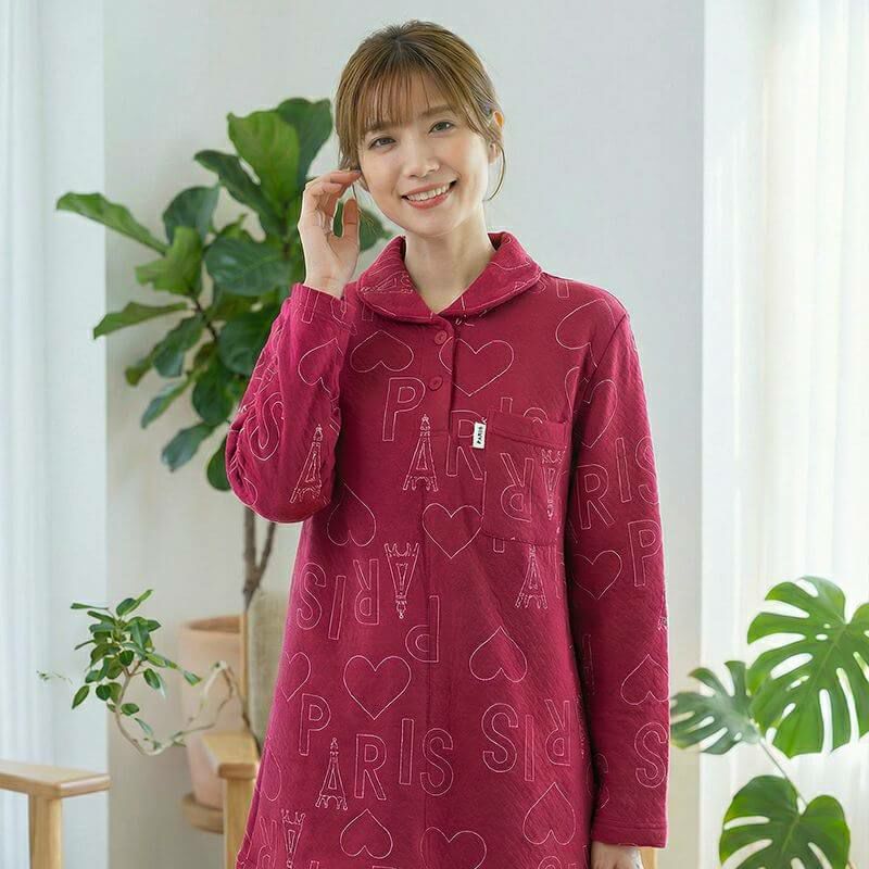 ELLE】ニットキルトジャガード PARIS 柄 ハート柄 パジャマ | arakawa