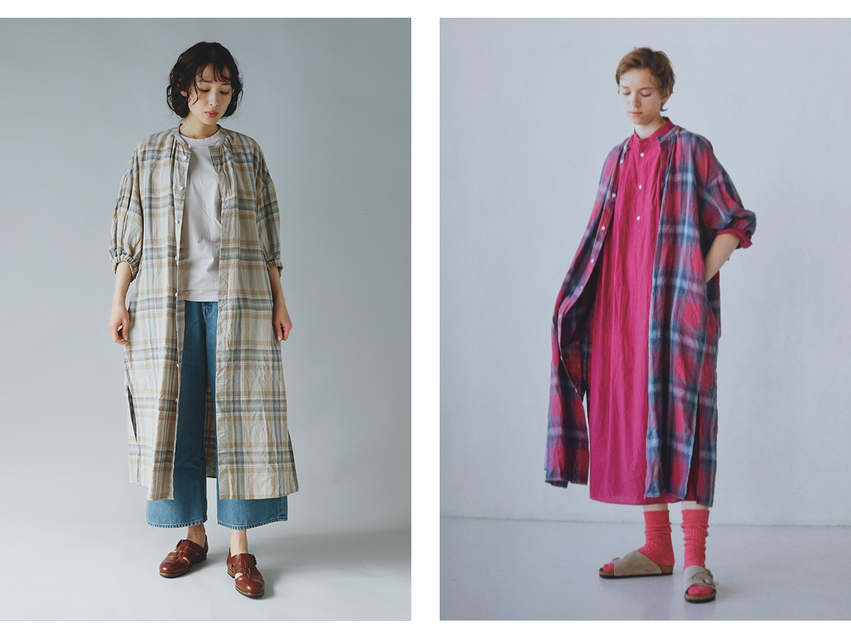 TOUJOURS トゥジュー ピュアリネン フェードカラー マドラス チェック