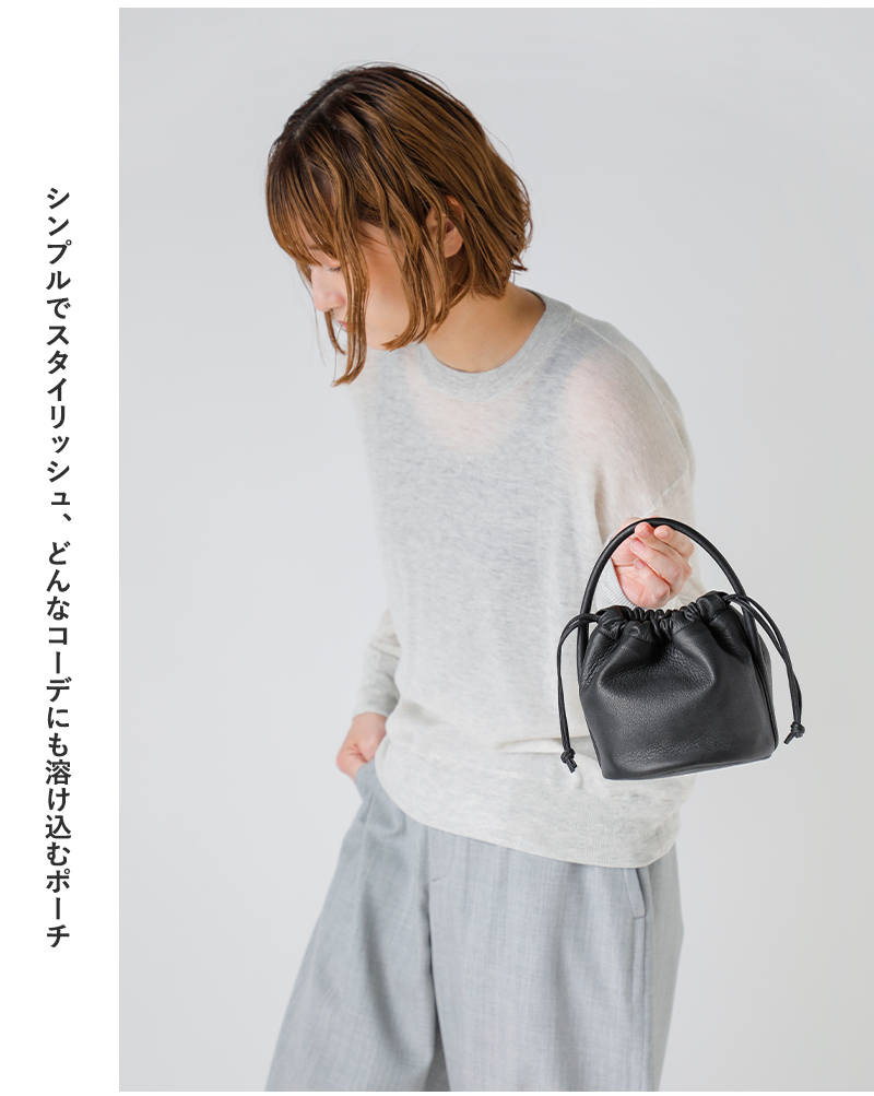 Aeta アエタ ディアレザー ハンドル ポーチ ミニ “DEER” da109-kk ユニ