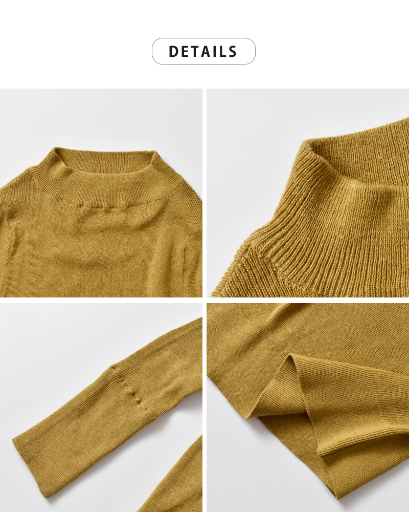 tumugu ツムグ コットン リブニット ハイネック ロングスリーブ プル