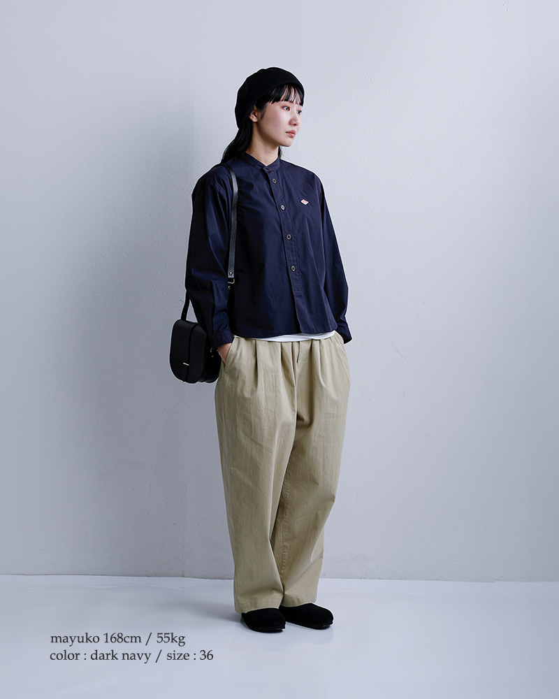 DANTON ダントン コットンポプリン バンドカラー シャツ dt-b0341rpl