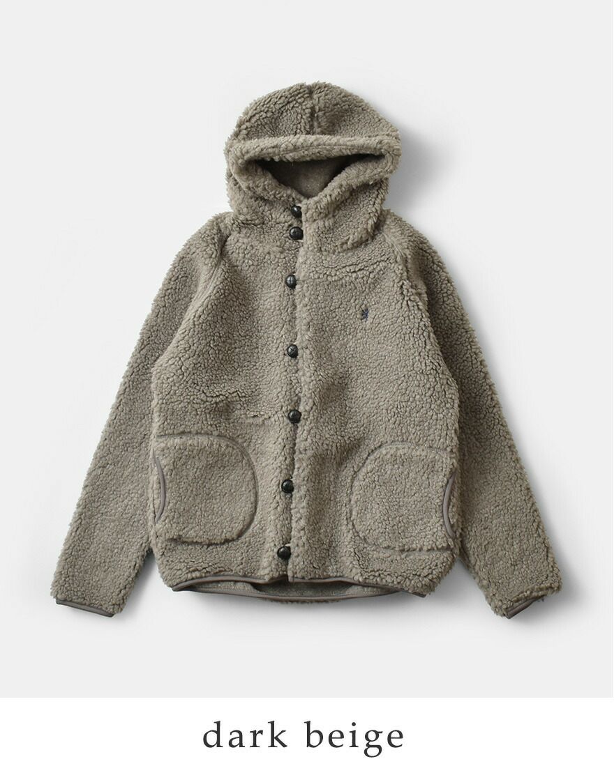 Gymphlex ジムフレックス くるみボタン ボア フーデッド ジャケット j