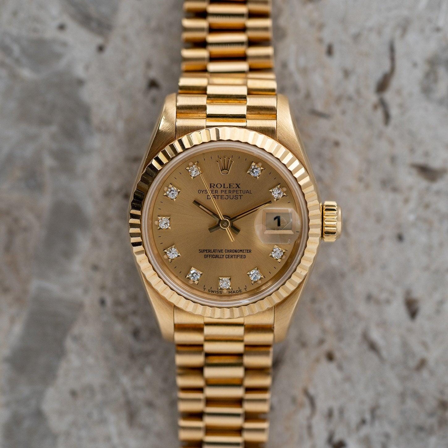 ロレックス デイトジャスト レディース 10Pダイヤ 18金無垢 1994年製