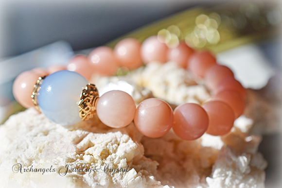 オリジナル・ブレス「Peace」ブルーレースアゲート*ピンクオパール