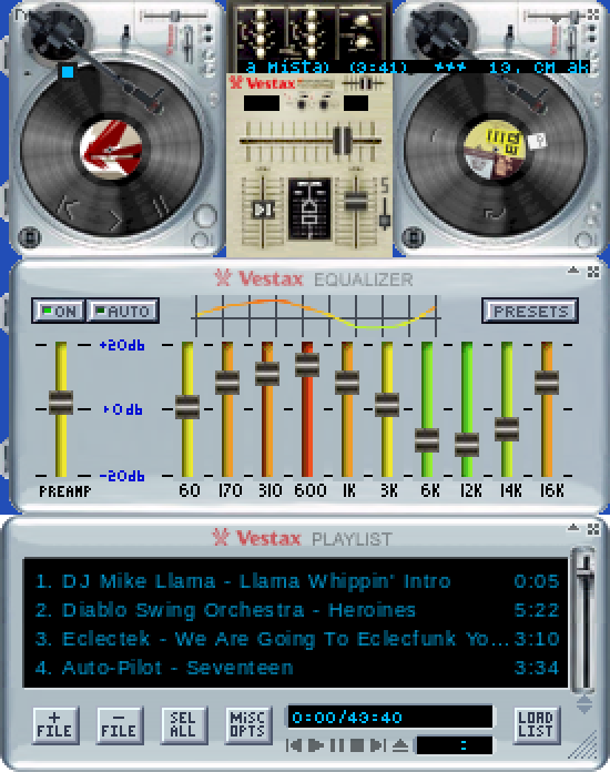 Winamp Skin: Vestax PDX 2000 Turntables+Mixer : Free Download