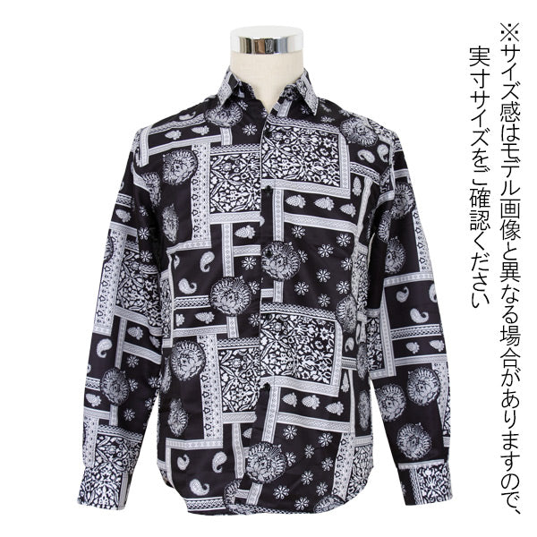 モノトーンバンダナ柄のサテン風長袖シャツ – ArrrT