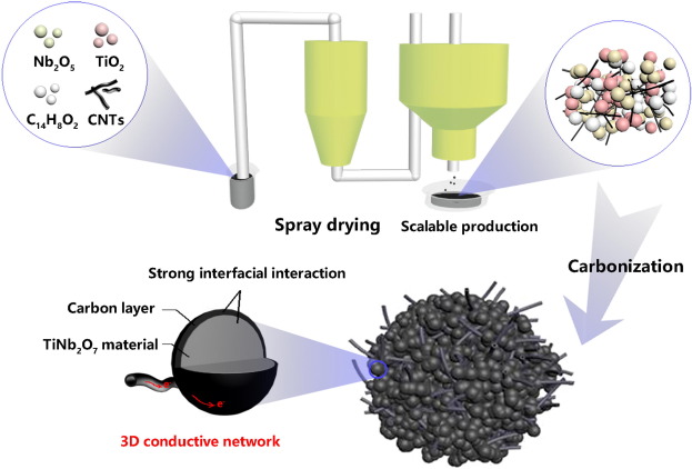 Conductivity optimization via intertwined CNTs between TiNb2O7@C