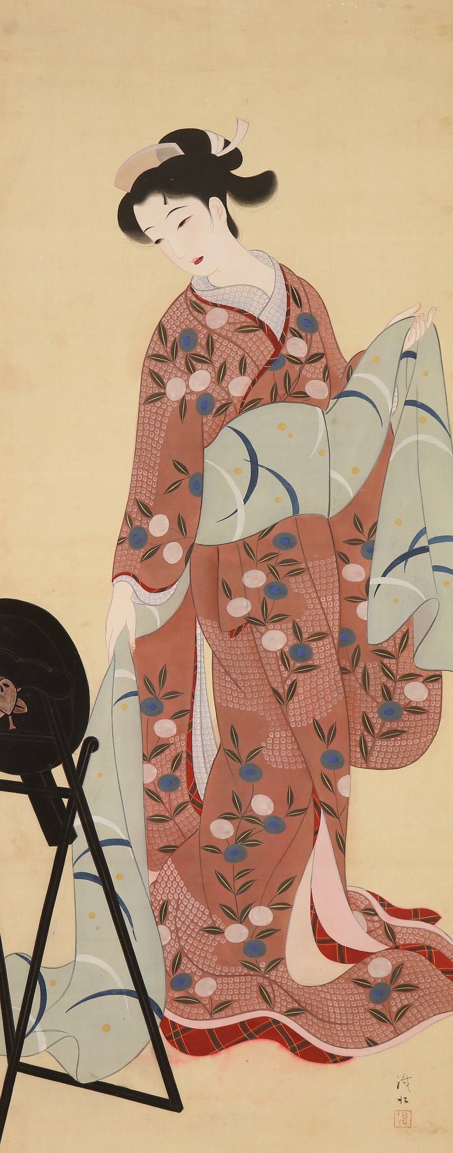 模写】【伝来】浮世絵・美人画特集 ek8212〈織江〉鏡着付け美人図