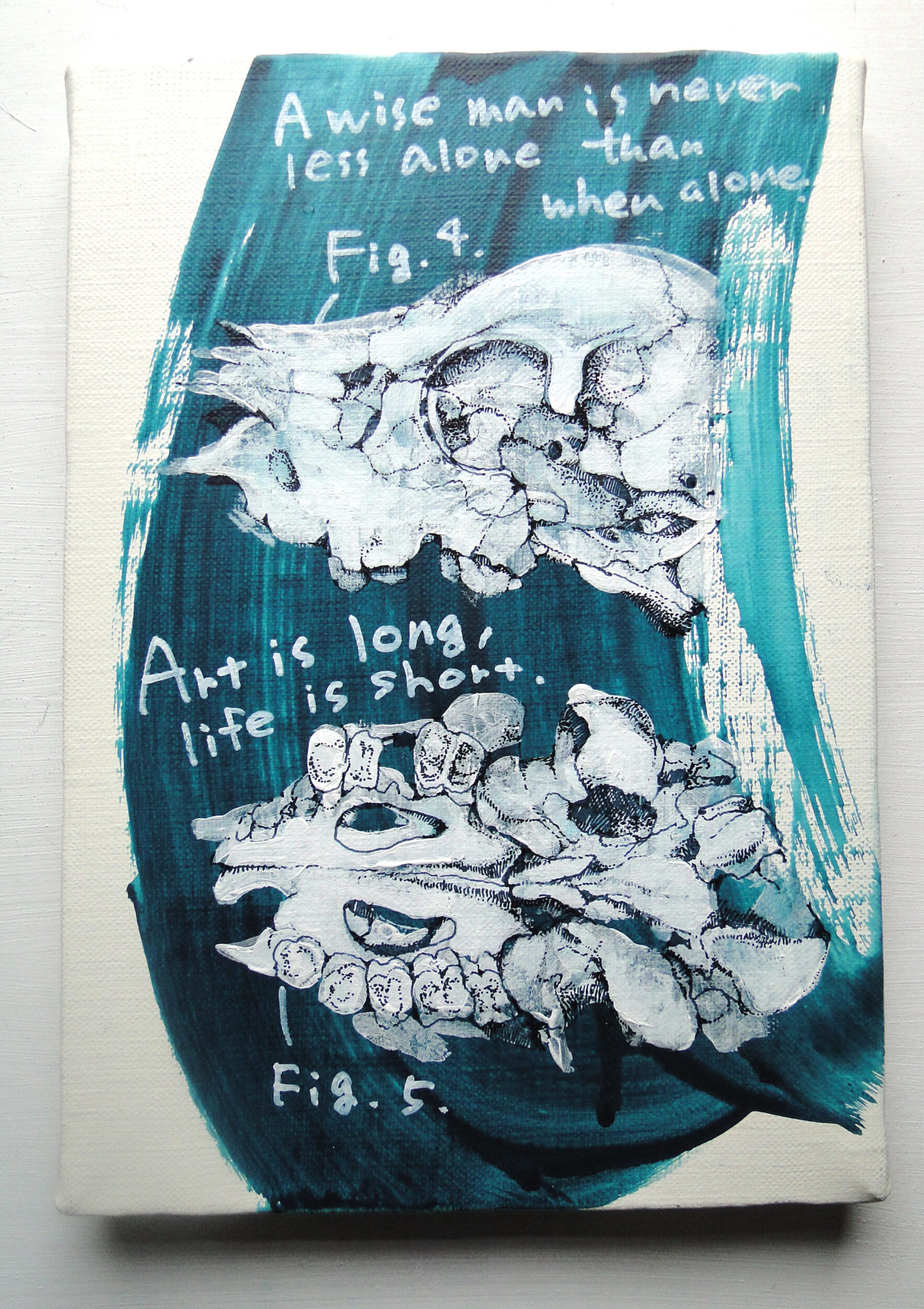 標本図風の鹿の骨の絵画 アート 原画 キャンバス画 科学 理科