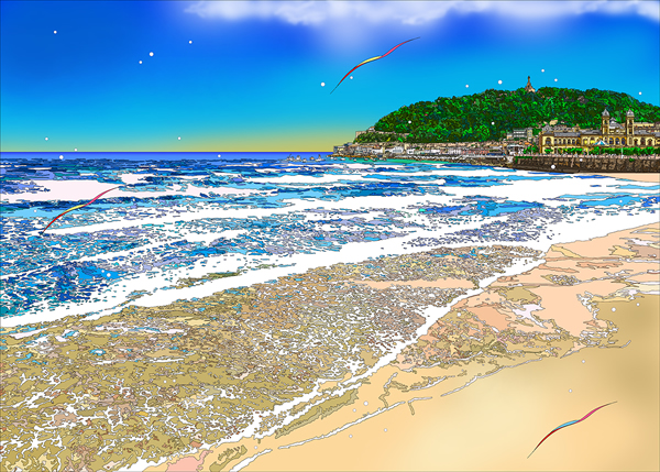 鈴木英人2025年最新作 スペイン「サンセバスチャン」2作品のネット販売