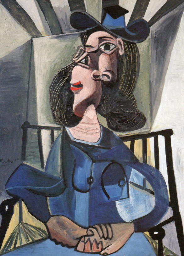 帽子をかぶって椅子に座る女性 ピカソ