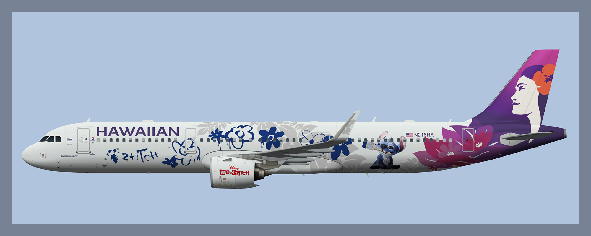 Hawaiian Airlines Airbus A321NEO N216HA Lilo and Stitch – ATCO