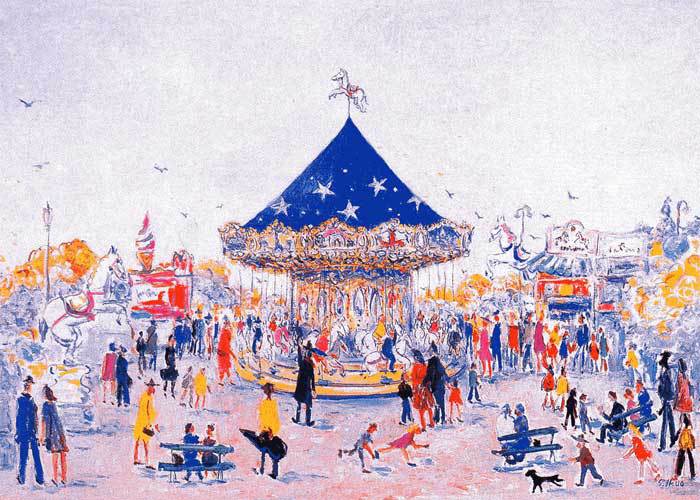 嶋田幾雄、パリ、リュクサンブール公園にて メリーゴーランド 嶋田幾雄