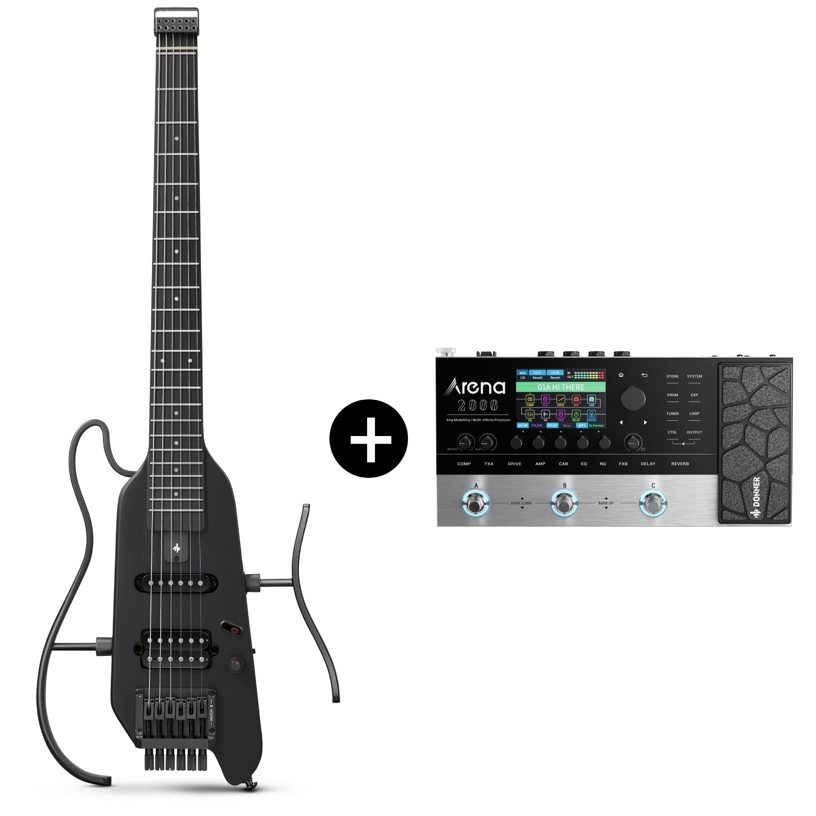 HUSH-X Electric Guitar / Headless Travel Guitar for Quiet Practice