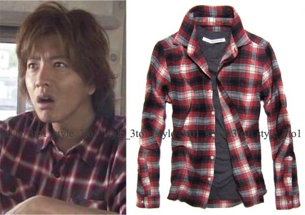 チェックネルシャツ赤M】ナンバーナインキムタク着アバクロwjk(Mサイズ