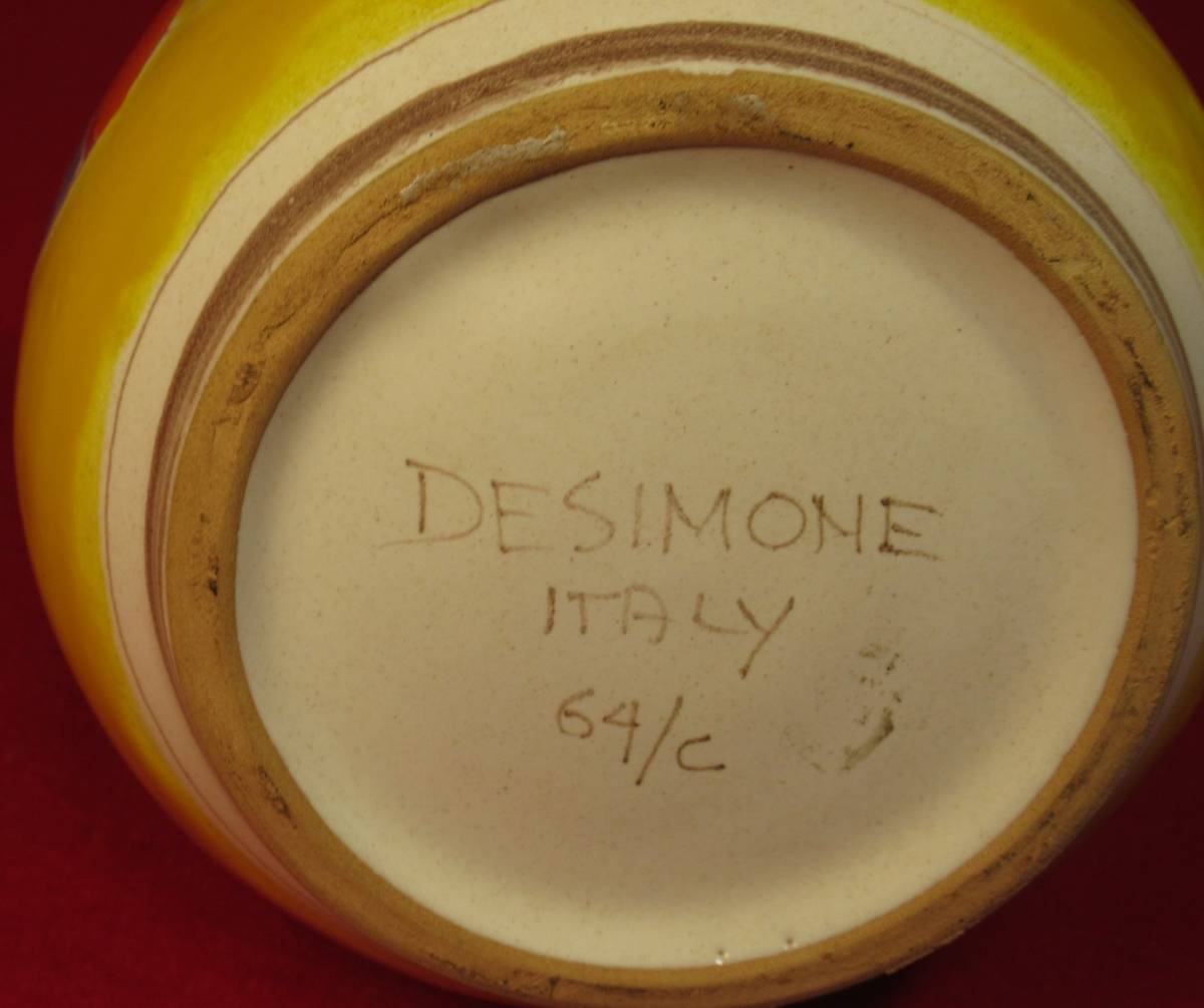 イタリア・シチリア陶器 デシモーネ DESIMONE 絵壺 花入(高さ29