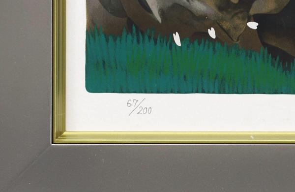 真作】【WISH】中島千波「石部の桜」シルクスクリーン 約12号 大作