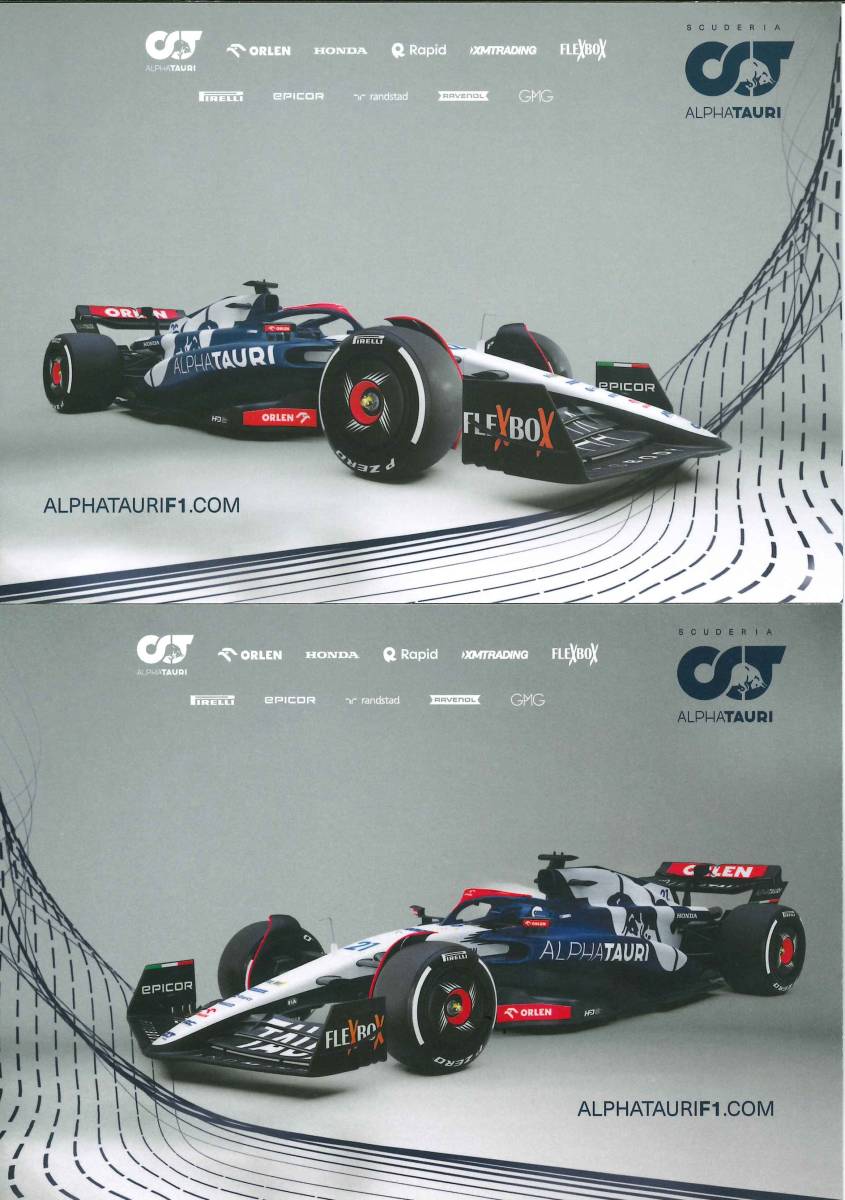 2023アルファタウリ○Nデフリース・角田裕毅○直筆サインカード2枚