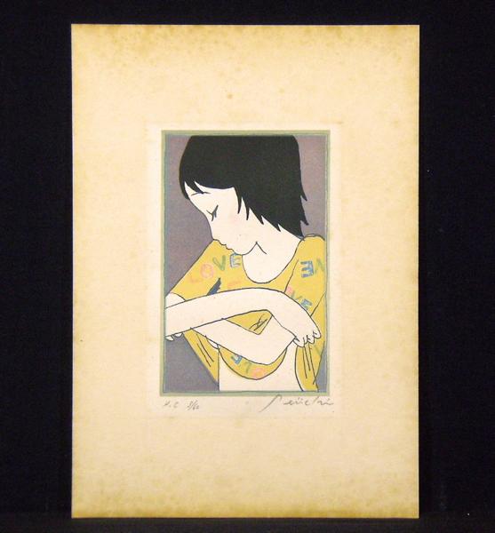 林静一 リトグラフ 版画 林静一肉筆サイン入り 少女リトグラフ 「約束