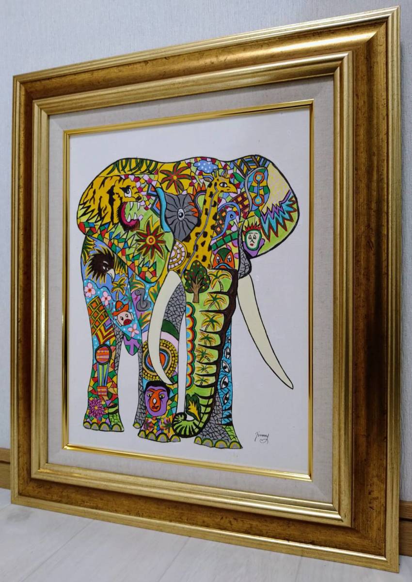 F6号】ジミー大西【アフリカ】肉筆保証//表・裏サイン有り//アクリル