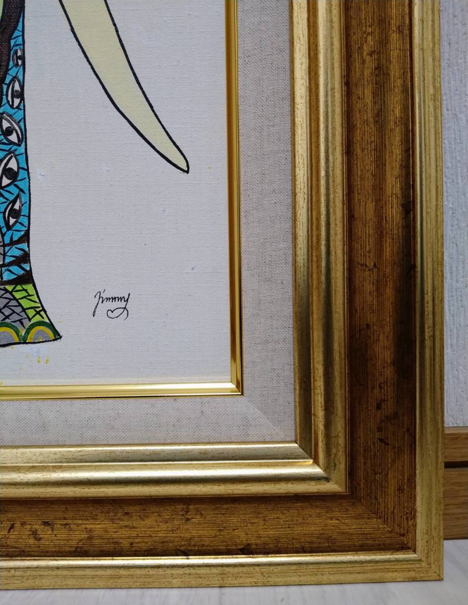 F6号】ジミー大西【アフリカ】肉筆保証//表・裏サイン有り//アクリル