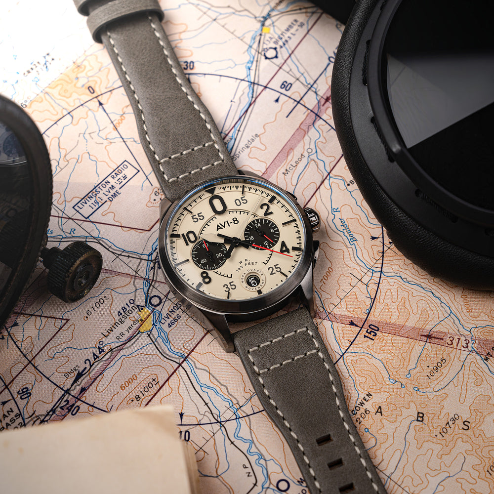Ghost Grey | Spitfire Lock Chronograph – AVI-8 Timepieces