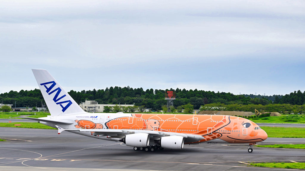 ○AirbusA380 フライングホヌ✕3 機セット／ 1/400 約20cm