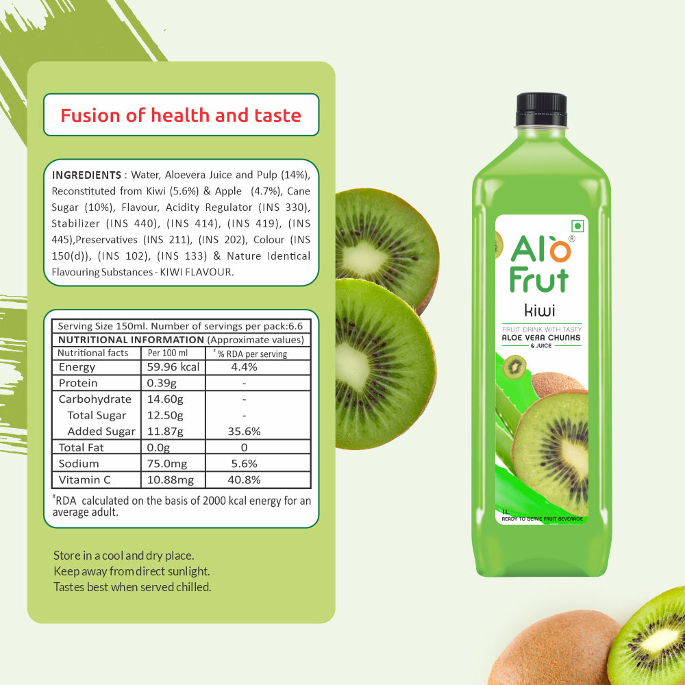 Alo frut Kiwi Aloe vera juice | Naturally rehydrating and