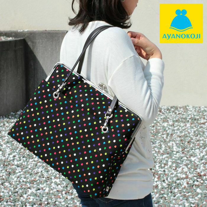 受注生産品】TAWARA型がま口ボストンバッグ【帆布・がまドット柄