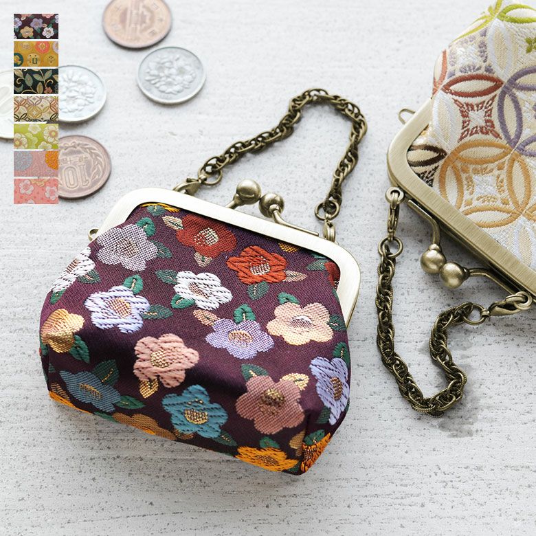 在庫商品】チェーン付き手提げがま口財布（小）【金襴】 [M便 1/6