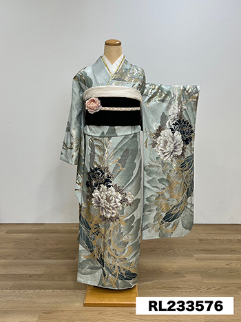 振袖】ｸﾞﾚｰ・牡丹 | 二十歳振袖館Az