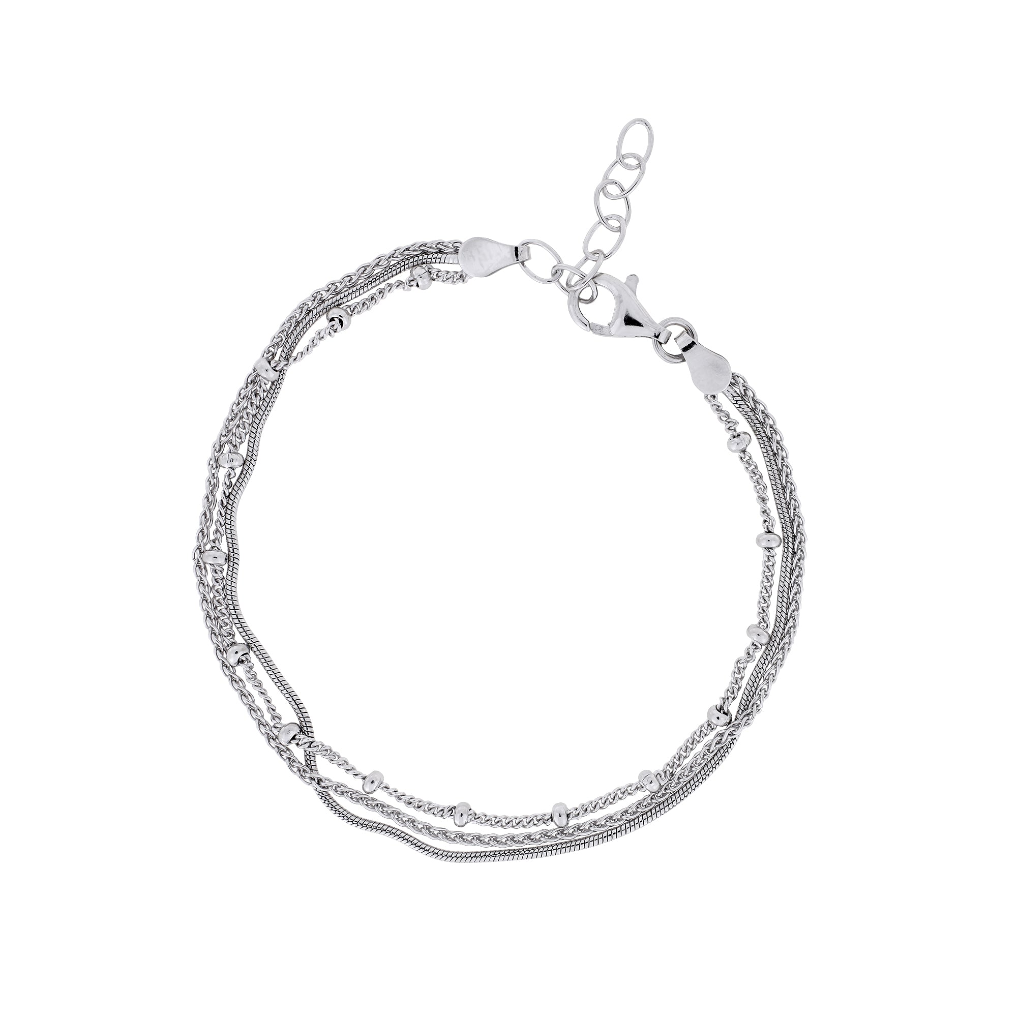 Silver Triple Strand Chain Bracelet - Azendi
