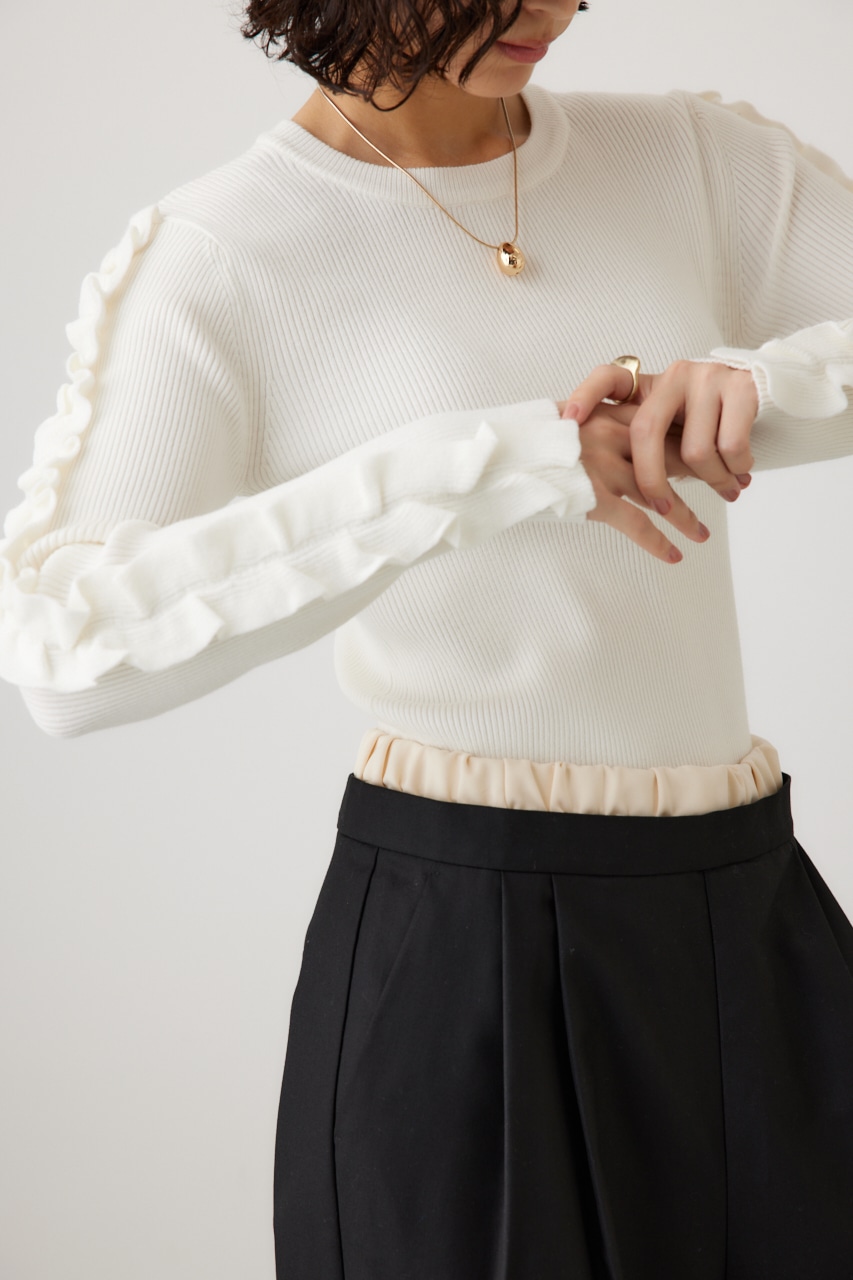 crie conforto】スリーブフリルニット｜WOMEN｜254HAT70-100I｜AZUL BY