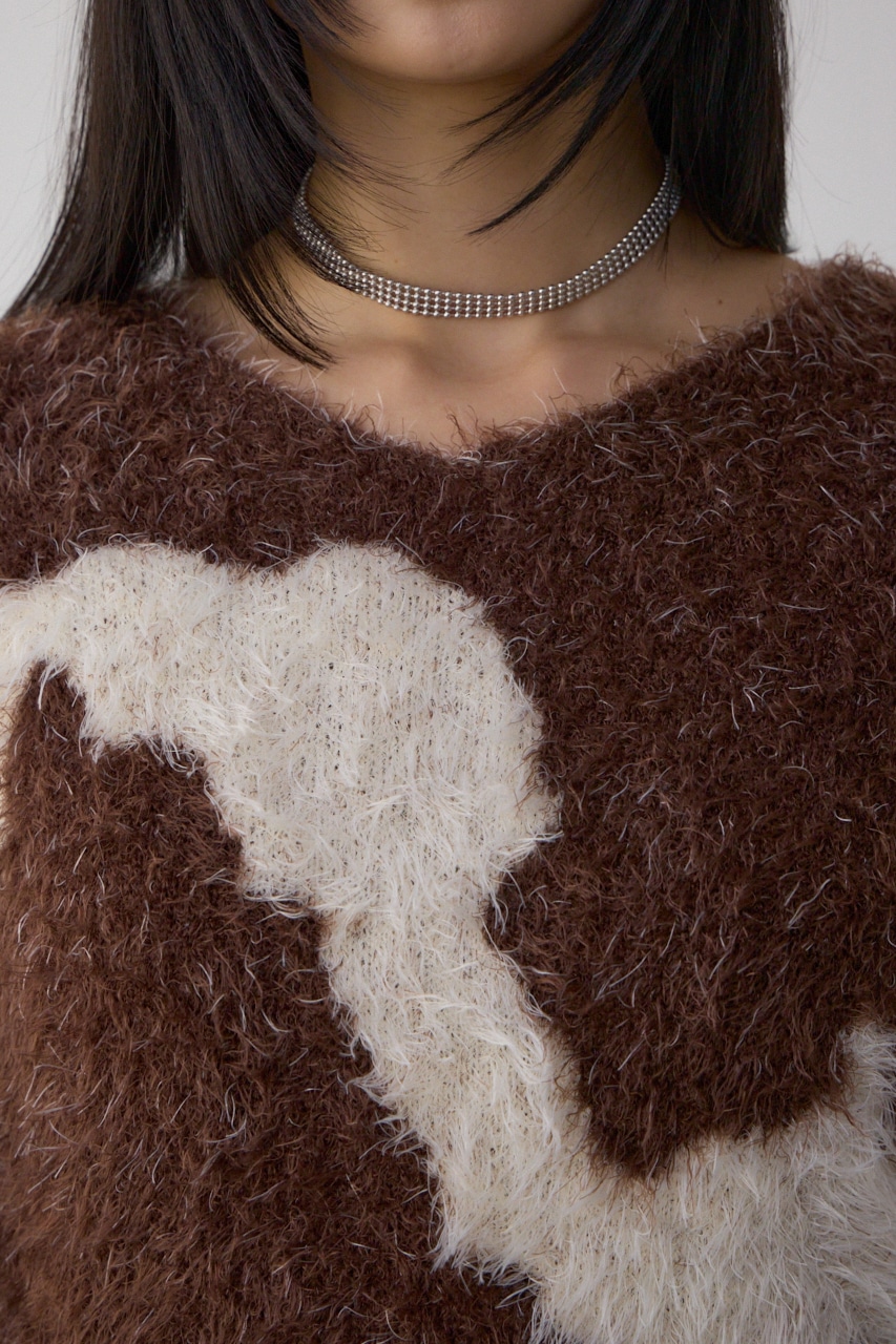 ニュアンスカウ柄Vネックニットトップス｜WOMEN｜250JSB70-1131｜AZUL