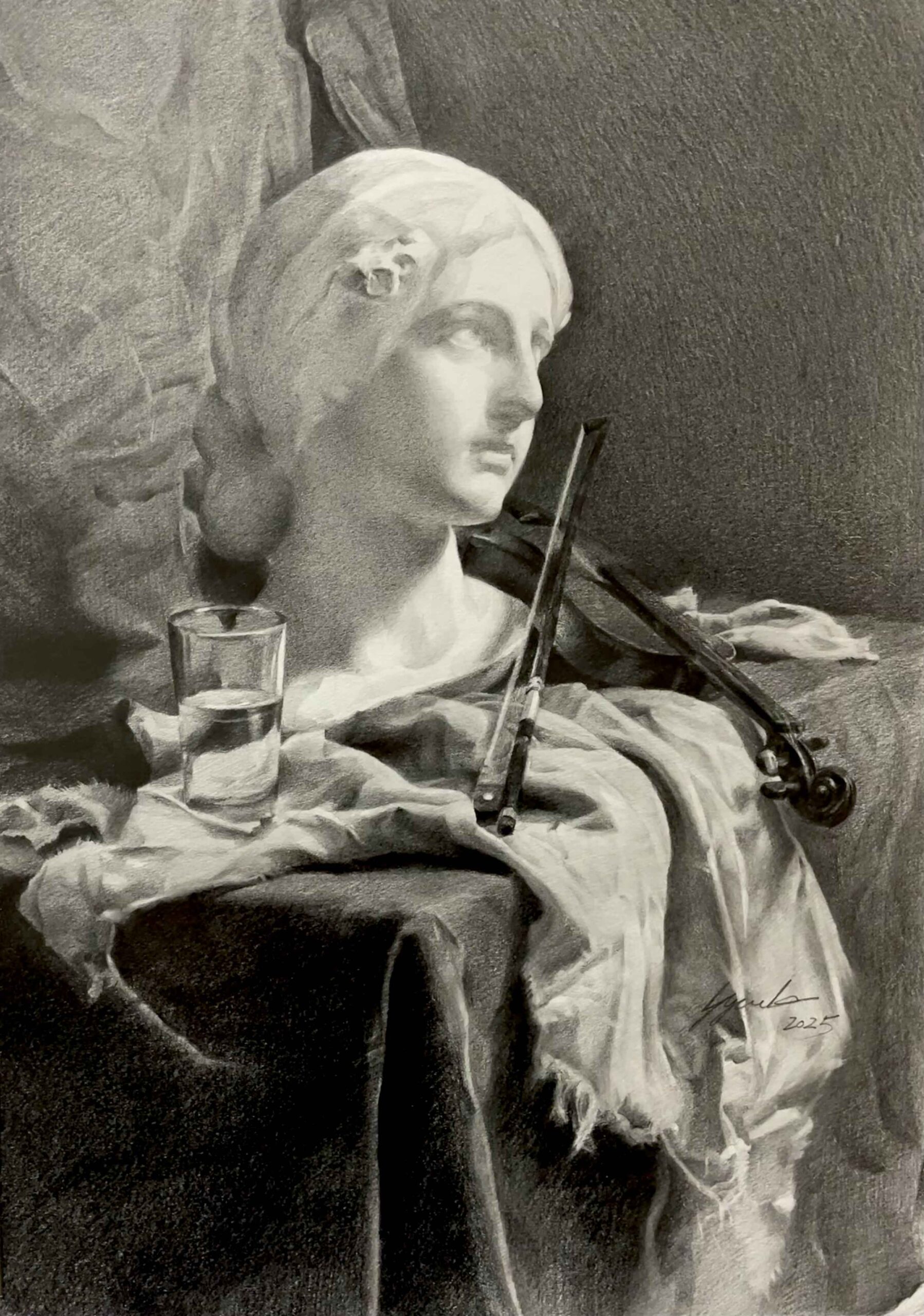 美大受験デッサン：卓上静物石膏像デッサンの描き方 by 東俊達先生