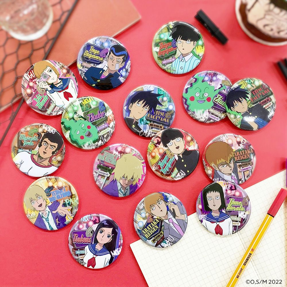 モブサイコ100×文房具カフェ 設定画缶バッジ ランダム販売 | 文房具